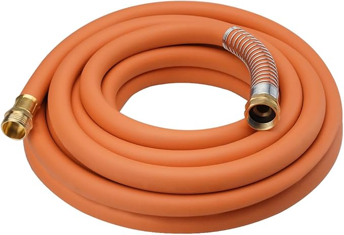 WiseFlow Garden Hose 25FT x 3/4", Heavy Duty Rubber Hose, Water Hose with Five Layered Braiding, Male Female Fittings, 1000PSI Burst, 300PSI Working (Orange)