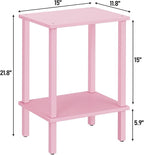 TUTOTAK End Table, Side Table, Nightstand, 2-Tier Storage Shelf, Sofa Side Table for Small Space, Living Room, Bed Room Pink TB01BP034