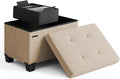 Storage Ottoman Cube with Small Bin, 16-in Square Ottoman with Storage for Living Room and Bedroom, Small Ottomans Foot Rest, Velvet Foot Stools Ottomans Max 330lbs, Taupe