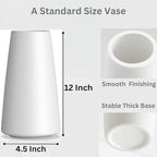 12 Inch Tall Premium Quality Ceramic Vase | Flower Vase for Home Decor | Farmhouse Decor, Desk Decor, Modern Decor, Aesthetic Room Decor, White Vase for Bohemian Decor, Pampas Vase, White