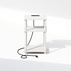 Furinno JUST Night Stand, 3-Tier Turn-N-Tube Nightstand with Charging Station, Bedside Table, End Table, Side Table with USB and Type-C Charging Port, for Bedroom, Closet, Dorm, White