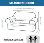 H.VERSAILTEX 3 Piece Stretch Sofa Covers for 2 Cushion Loveseat Couch Covers for Living Room Furniture Cover (Base Cover Plus 2 Seat Cushion Covers) Thicker Jacquard Fabric(Medium Sofa, Grey)