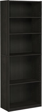 Furinno JAYA Book Shelf, 5-Tier Bookshelf, Bookcase with Adjustable Shelves, 9.5" x 24.5" x 71.2", for Organization and Storage, for Living Room, Bedroom, Home Office, Espresso