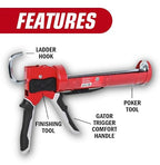 Newborn 930-GTD Drip-Free Smooth Hex Rod Cradle Caulking Gun with Gator Trigger Comfort Grip, 1/10 Gallon Cartridge, 10:1 Thrust Ratio