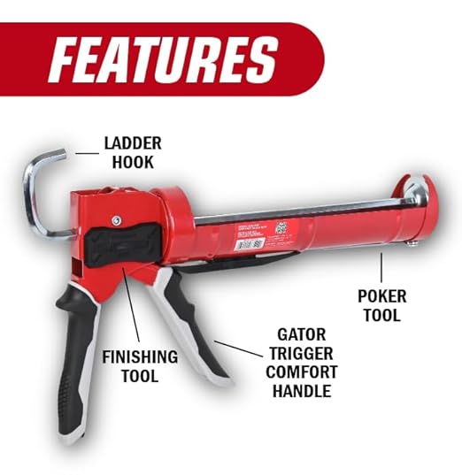 Newborn 930-GTD Drip-Free Smooth Hex Rod Cradle Caulking Gun with Gator Trigger Comfort Grip, 1/10 Gallon Cartridge, 10:1 Thrust Ratio