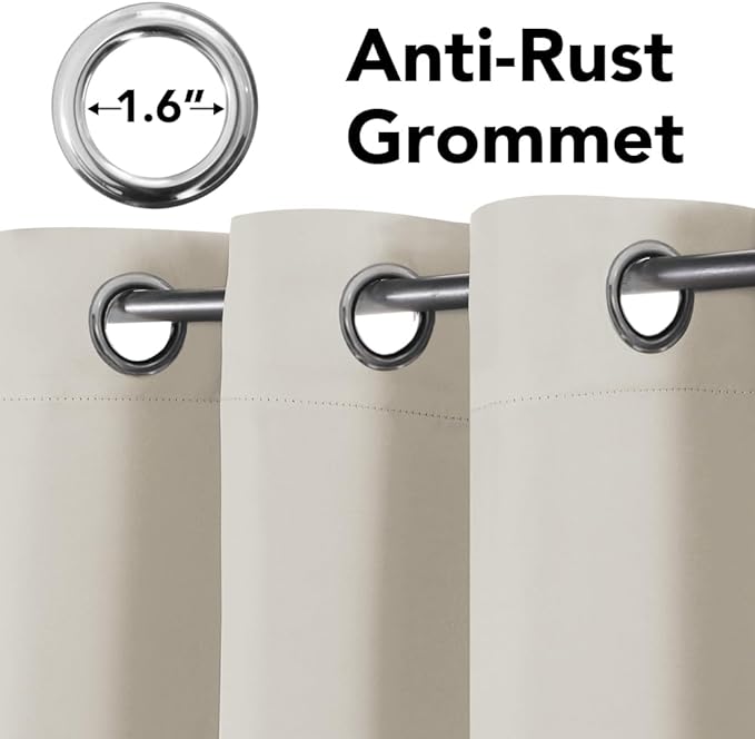H.VERSAILTEX Blackout Window Curtain Panels Thermal Insulated Room Darkening Solid Grommet Curtains/Drapes for Bedroom Privacy Protection (Set of 2 Panels,52 by 63 Inch Long, Natural)