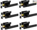 KAMOTA Privacy Door Levers, 6 Pack Matte Black Door Handles Bed and Bath Door Locks Interior Keyless Locksets, Left and Right Hand Reversible