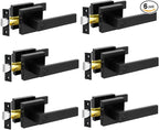 KAMOTA Privacy Door Levers, 6 Pack Matte Black Door Handles Bed and Bath Door Locks Interior Keyless Locksets, Left and Right Hand Reversible