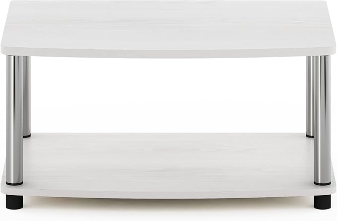 Furinno Turn-N-Tube Printer Stand with Storage, 2-Tier Printer Table, Under Desk Printer Stand, Toolless Assembly, for CPU, Office Supplies, Home Office, White Oak