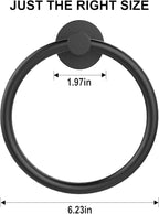 SetSail Towel Holder for Bathroom Wall Matte Black Towel Ring Stainless Steel Hand Towel Holder Heavy Duty Towel Hanger for Bath, Kitchen