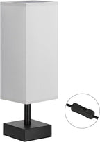aooshine Gray Small Bedside Lamp for Bedroom - Minimalist Nightstand Lamp with Silver Base