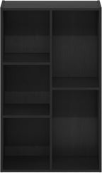 Furinno LUDER Book Shelf, 5-Cube Bookshelf, Reversible Bookcase, 9.4 x 19.5 x 31.5, Easy Assembly, for Living Room, Bedroom, Home Office, Blackwood