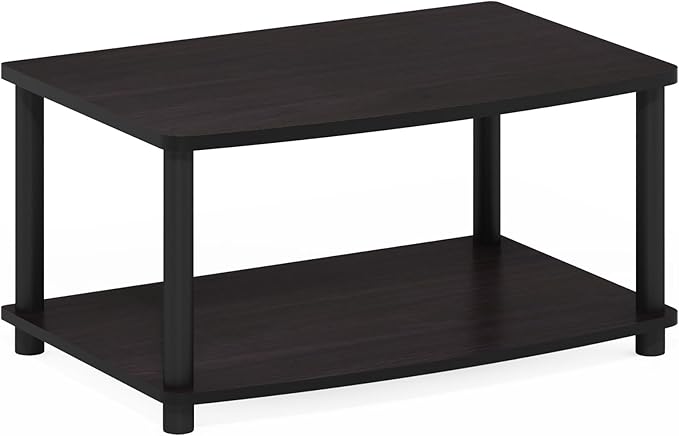 Furinno Turn-N-Tube Printer Stand with Storage, 2-Tier Printer Table, Under Desk Printer Stand, Toolless Assembly, for CPU, Office Supplies, Home Office, Dark Walnut
