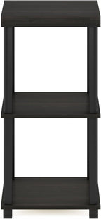 Furinno Turn-N-Tube Side Table, 3-Tier Thick Tabletop End Table with Open Shelf, Toolless Assembly Night Stand, Bedside Table, for Living Room, Bedroom, Espresso
