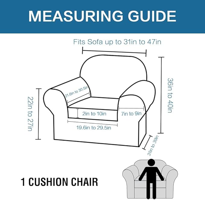 H.VERSAILTEX 2 Piece Couch Cover Stretch Stylish Chair Cover Furniture Cover/Protector Featuring Jacquard Textured Twill Fabric, High Spandex Slipcover Machine Washable (Chair, Burnt Brick)