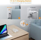 TESSAN Surge Protector Power Strip, 20 Ft Flat Plug Extension Cord with 3 USB (1 USB C) 8 Outlets, 1250W, 900J Protection, 3 Sided Outlet Extender with Power Switch for Office, Dorm Room, Grey
