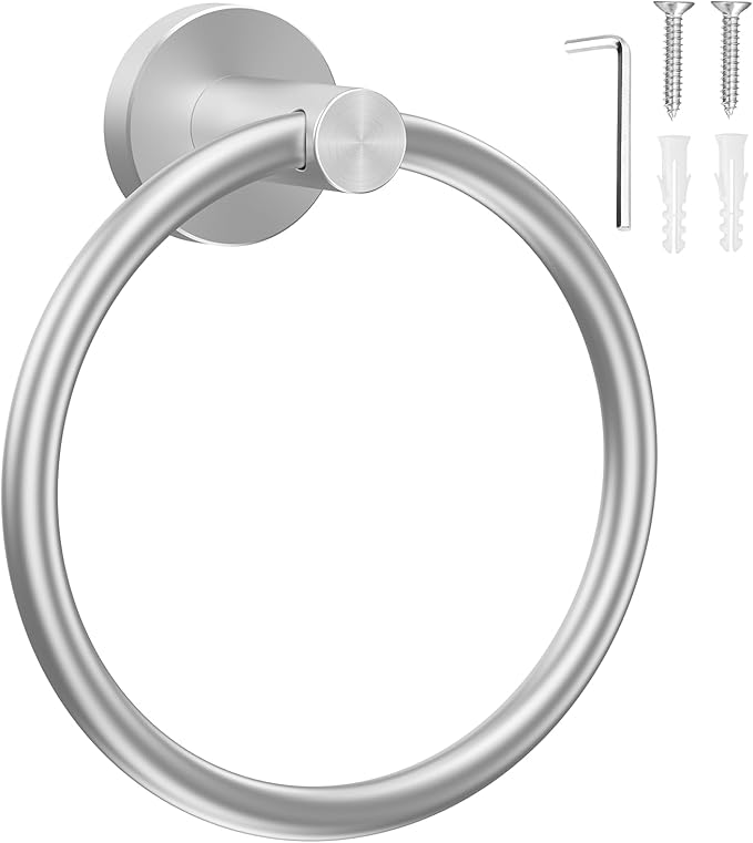 SetSail Towel Holder for Bathroom Wall Silver Towel Ring Stainless Steel Hand Towel Holder Heavy Duty Towel Hanger for Bath, Kitchen Drill Hole