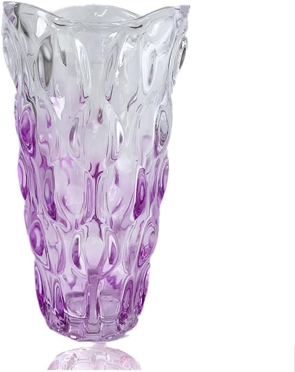Unbreakable Flower Glass Vase 3.5lb 9.5inch Sparkle vase Bohemian Style, for Centerpieces,Kitchen,Office, Living Room,Wedding,Perfect Home Decor Glass Vase (Gradient Light Purple)