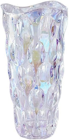 Heavy Glass Flower Vase Thickened 3.5lb 9.5inch Sparkle vase Bohemian Style, for Centerpieces,Wedding,Perfect Home Decor (Sparkle)