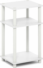 Furinno Turn-N-Tube Side Table, 3-Tier End Table with Open Shelf, Toolless Assembly Night Stand, Bedside Table, for Living Room, Bedroom, White
