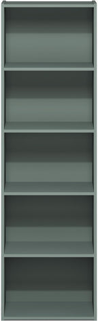 Furinno LUDER Book Shelf, 5-Tier Bookshelf, Bookcase with Open Shelves, 9.4 x 15.8 x 52, Easy Assembly, for Living Room, Bedroom, Home Office, Sage Green