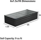 6x1.5x1ft(2 Pack) Galvanized Raised Garden Bed,Outdoor Planter Box Metal Patio Kit Planting Bed for Vegetables Flowers Herb,Black