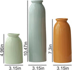 10.4 inches Tall Decorative Ceramic Vase Set, 3 Pieces, Nordic Modern Boho Style, White, for Home Decor (Colorful)