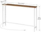 HOOBRO Narrow Console Table with Power Outlets, 44.9 Inches Sofa Table, Slim Behind Couch Table, Entryway Table with Display Shelf, for Living Room, Foyer, Hallway, Walnut and White WH114UXG01