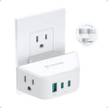 TROND Outlet Extender with 360 Rotating Plug, 2 AC Outlet Splitter with PD 20W USB C, 3-Side Design Wall Plug Adapter, for Bathroom Kitchen Cruise Ship Travel Essentials, White