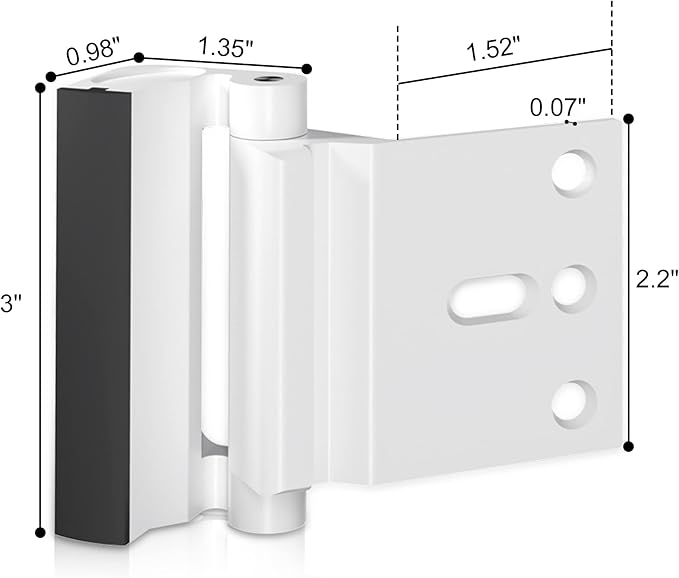 2Pack Door Reinforcement Lock Withstands 800lbs of Force - White Extra Proof Door Lock for Kids Safety Drilling Required,Prevents Unauthorized Entry,Add a Door Security Locks for Home Safety & Privacy