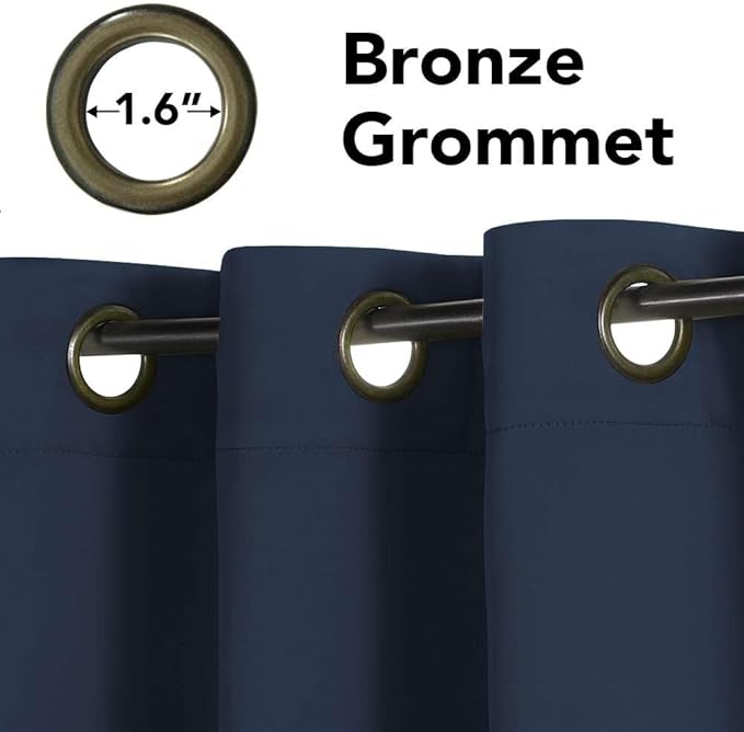 H.VERSAILTEX Premium Blackout Thermal Insulated Room Darkening Curtains for Bedroom/Living Room - Classic Grommet Top (2 Panels, Navy, 52 Inch by 54 Inch)