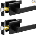 KAMOTA Privacy Door Levers, 2 Pack Matte Black Door Handles Bed and Bath Door Locks Interior Keyless Locksets, Left and Right Hand Reversible