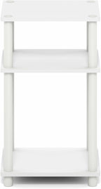 Furinno Turn-N-Tube Side Table, 3-Tier End Table with Open Shelf, Toolless Assembly Night Stand, Bedside Table, for Living Room, Bedroom, White