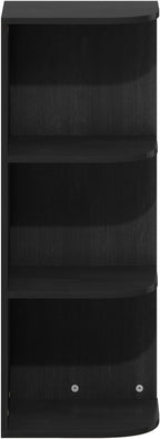 Furinno PASIR Book Shelf, 3-Tier Corner Bookshelf with Open Shelf, Standing Bookcase, 9.3 x 12 x 31.5 for Organization and Storage, for Living Room, Bedroom, Home Office, Blackwood