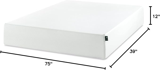 Zinus 12 Inch Twin Green Tea Memory Foam Mattress [New Version], Fiberglass Free, Medium Firm Feel, Zoned Pressure Relief, Certified Safe Foams & Fabric, Mattress in A Box