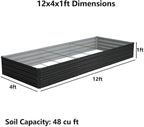 12x4x1ft(2 Pack) Galvanized Raised Garden Bed,Outdoor Planter Box Metal Patio Kit Planting Bed for Vegetables Flowers Herb,Black