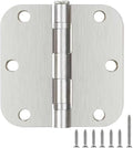 24 Pack Ball Bearing Door Hinges Satin Nickel 3.5 Inch 5/8"Radius Rounded Squeak Free Interior 3-1/2"Flat Iron Bifold Standard Office Bedroom Indoor for Doors 3 ½" Hardware Home House Decor Essentials