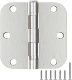 24 Pack Ball Bearing Door Hinges Satin Nickel 3.5 Inch 5/8"Radius Rounded Squeak Free Interior 3-1/2"Flat Iron Bifold Standard Office Bedroom Indoor for Doors 3 ½" Hardware Home House Decor Essentials