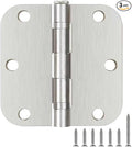 3 Pack Rounded Satin Nickel Door Hinges 3.5 Inch 5/8"Radius No Squeak Ball Bearing Interior 3-1/2"Flat Iron Bifold Residential Standard Bedroom Indoor for Doors 3 ½" Hardware Control House Home Decor
