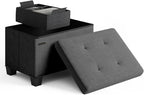 Storage Ottoman Cube with Small Bin, 16-in Square Ottoman with Storage for Living Room and Bedroom, Small Ottomans Foot Rest, Velvet Foot Stools Ottomans Max 330lbs, Grey