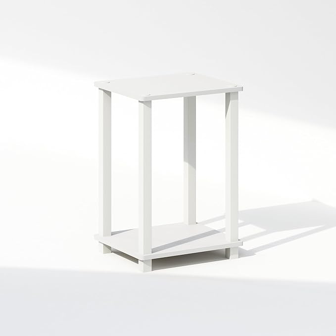 Furinno Simplistic Night Stand, 2-Tier Small Nightstand with Open Shelf, Toolless Assembly Bedside Table, End Table, Side Table, for Bedroom, Closet, Dorm, White