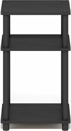Furinno Turn-N-Tube Side Table, 3-Tier End Table with Open Shelf, Toolless Assembly Night Stand, Bedside Table, for Living Room, Bedroom, Dark Americano