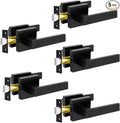 KAMOTA Privacy Door Levers, 5 Pack Matte Black Door Handles Bed and Bath Door Locks Interior Keyless Locksets, Left and Right Hand Reversible