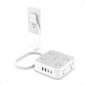 TESSAN Surge Protector Power Strip, 5 Ft Flat Plug Extension Cord with 4 USB (2 USB C) 8 Outlets, 1250W, 900J Protection, 3 Sided Outlet Extender with Power Switch for Office, Dorm Room, Grey