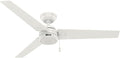 Hunter 52 inch Outdoor or Indoor Ceiling Fan No Light - White Ceiling Fan without Light, For Patio, Porch, Garage, or Living Room, Standard Mount, 3 Blades, Pull Chain - Cassius 59263, Fresh White