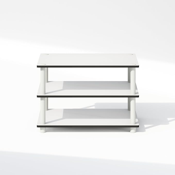 Furinno JUST Printer Stand with Storage, 3-Tier Under Desk Printer Stand, Printer Table, for CPU, Office Supplies, Home Office, White