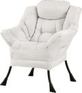 Tiita Lazy Chair, Beige Modern Large Accent Armchair, Comfy Leisure Sofa Reading Chair for Bedroom, Living Room, Dorm Rooms, Garden and Courtyard, Beige