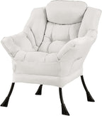 Tiita Lazy Chair, Beige Modern Large Accent Armchair, Comfy Leisure Sofa Reading Chair for Bedroom, Living Room, Dorm Rooms, Garden and Courtyard, Beige