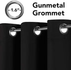 H.VERSAILTEX Blackout Curtains for Bedroom Thermal Insulated Living Room Curtains 90 Inch Long Grommet Privacy Protection Window Curtain Panels/Drapes for Nursery, 2 Panels, Jet Black
