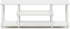 Furinno Turn-N-Tube TV Stand, 3-Tier Open Frame Rectangular Entertainment Center with Storage Shelf, TV Console for TV up to 50 Inch, Toolless Assembly, for Living Room, Bedroom, White